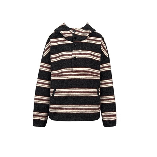 人鱼【11/25日14:00pm】加绒保暖宽松连帽条纹套头卫衣