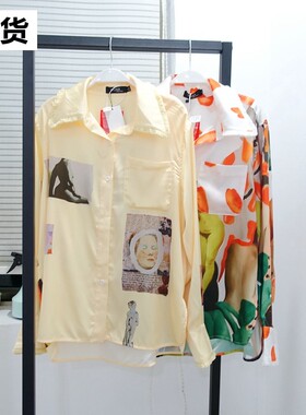 现货MONA欲把西湖比西子穿上衬衫泛舟去衬衫女设计感小众印花上衣