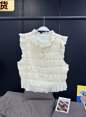 【现货】MS少女奶泡芙打揽小上衣高级感无袖法式雪纺小衫短袖衬衫