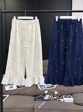 【MS6/28新品】海蒂的花园 刺绣花边松紧腰休闲裤MT25052