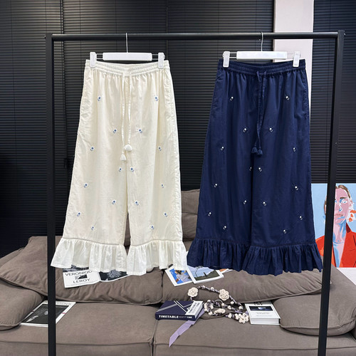 【MS6/28新品】海蒂的花园 刺绣花边松紧腰休闲裤MT25052