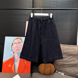 原牛多口袋抽绳松紧连腰牛仔五分裤 章章3