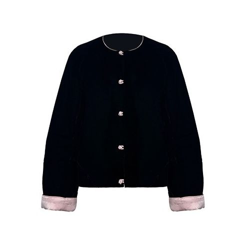 人鱼_【11/25日14:00pm】新中式撞色黑粉盘扣丝绒棉服