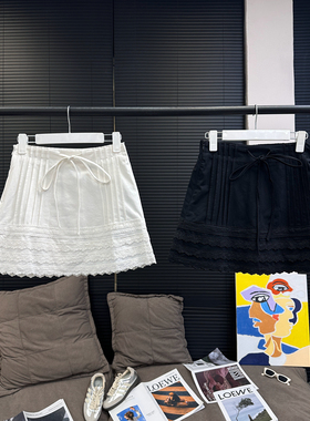 axb 未完成索引 花边设计感黑白两色半身裙休闲时髦短裙