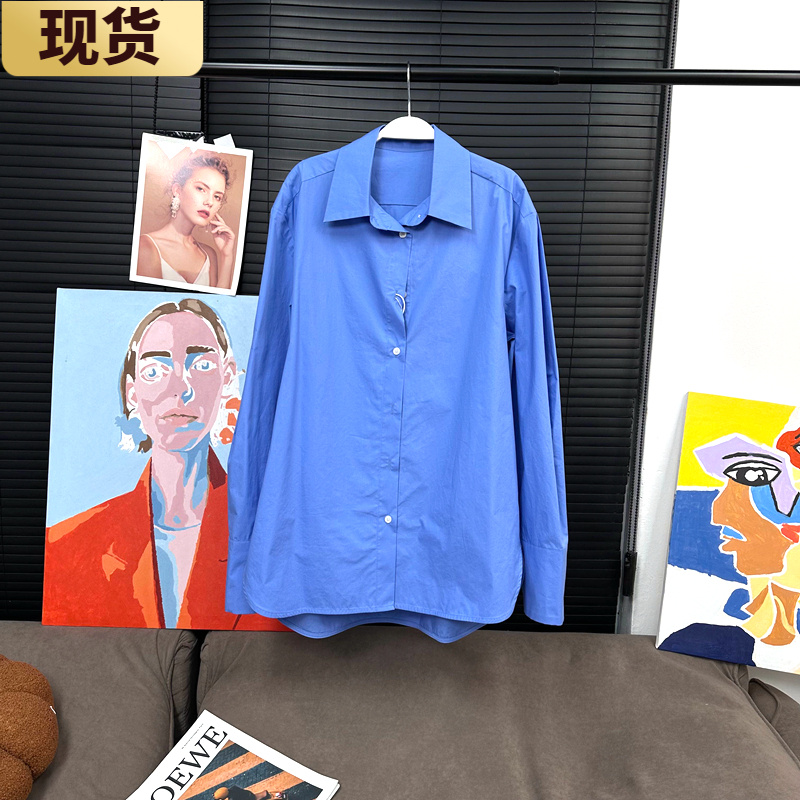 现货VC一抹边边蓝小miu衬衫韩版休闲百搭2025年冬季新款