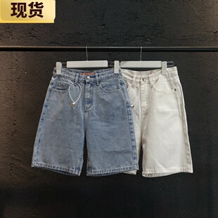 女2021年夏季 现货 两色牛仔短裤 直筒高腰宽松五分骑行裤 新款