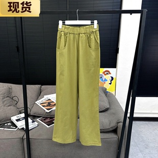 女夏高腰宽松阔腿裤 袢月牙裤 VC宽裤 休闲显瘦拖地长裤 现货