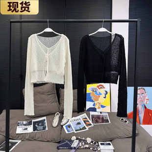 防晒上衣女 现货MS多洛米蒂纯欲镂空肌理感纱线针织假两件开衫