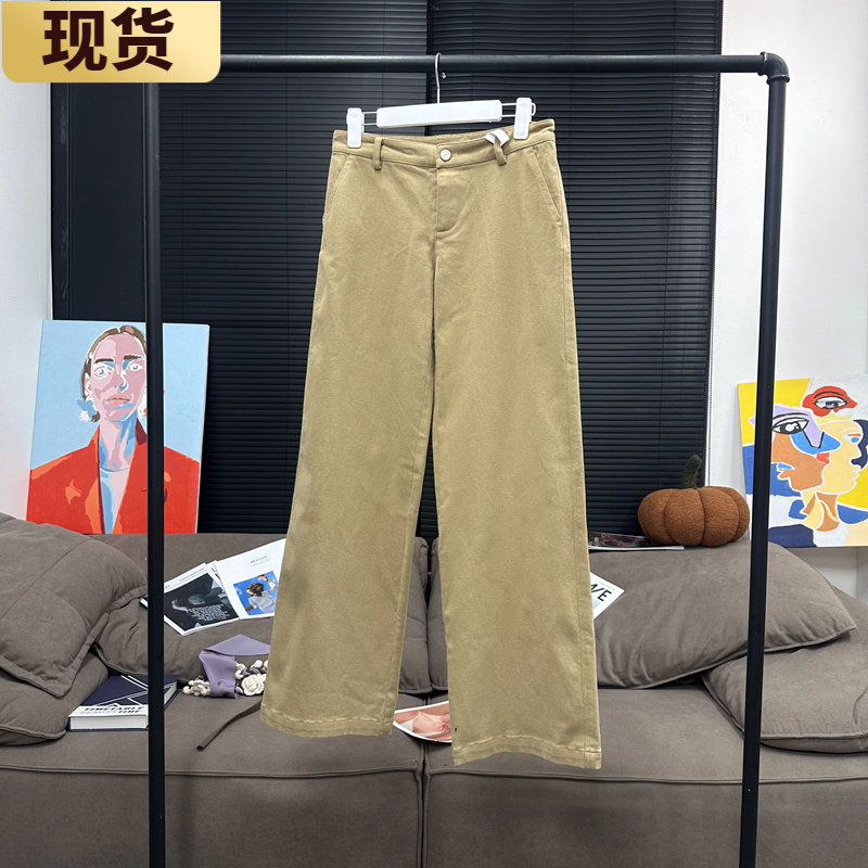 现货本期硬通货卡其酵洗棉低腰弹力休闲裤早秋休闲直筒裤