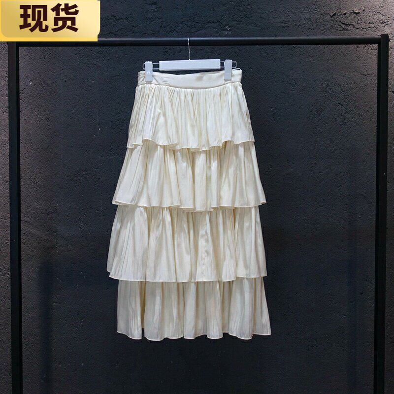 【现货】MONA米黑粉色层层蛋糕高腰半身裙字长裙子春秋