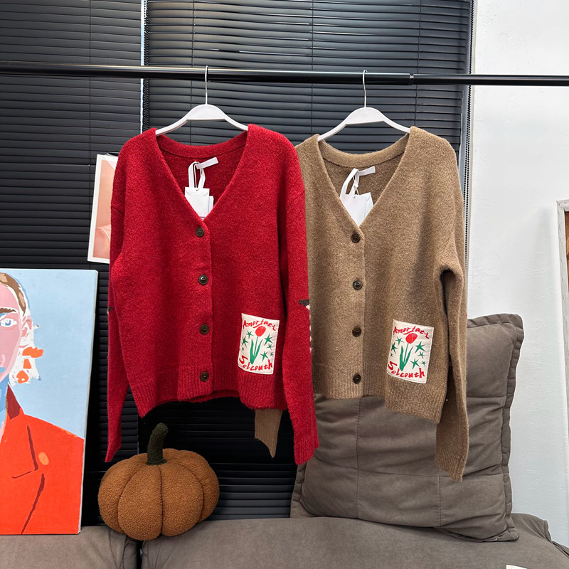 章章 1/18 马海毛羊毛提花复古红色开衫毛衣,女装/女士精品,汉服上装,淘宝优惠券,粉丝福利购,淘宝优惠卷