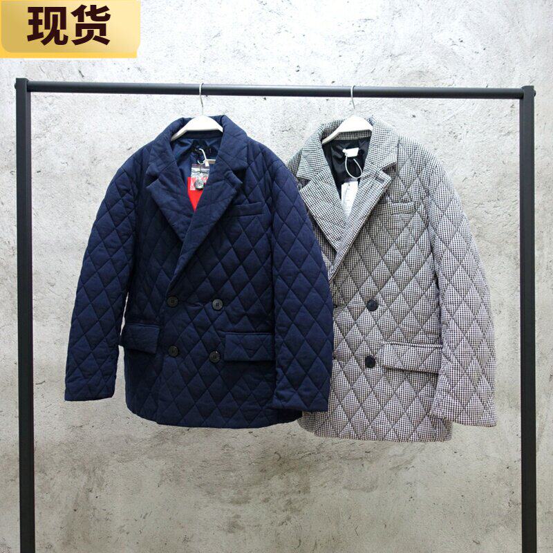 【现货】MONA菱格夹棉西装外套秋冬港味复古宽松显瘦百搭短款棉衣