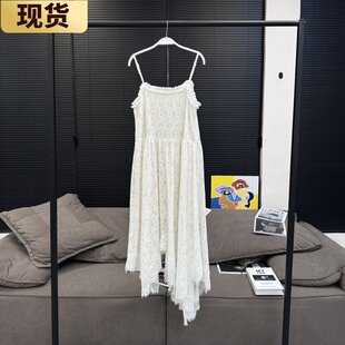 【现货】仙飘飘蕾丝木耳边吊带连衣裙超大裙摆百搭春季新款