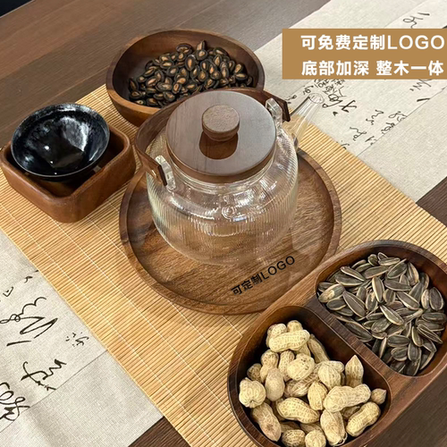 实木整挖胡桃木船型碗木质沙拉碗坚果碗复古收纳碗过节糖果整木盘