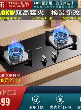Macro/万家乐 C2T1双猛火双灶燃气灶天然气液化气嵌入式家用灶具