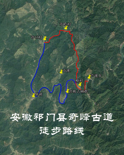 安徽祁门县奇峰古道徒步 旅行 旅游 导航地图 奥维轨迹路线