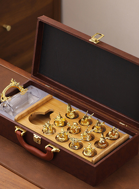 十二生肖白酒杯分酒器套装家用中式玻璃酒具12只小酒杯子弹一口杯