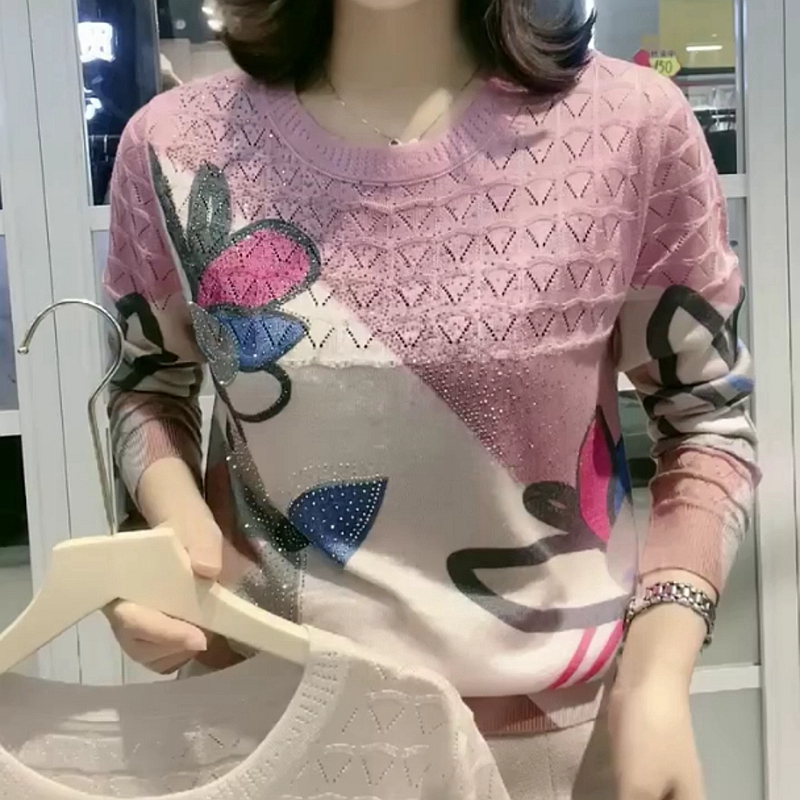 古嘉子天丝羊毛衫圆领拼色针织衫