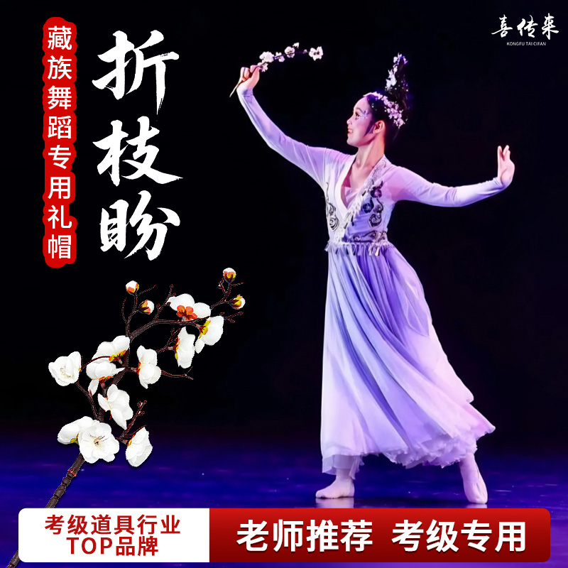 折枝盼舞蹈仿真梅考级古典舞专用道具梅花枝红色假桃花枝逃之夭夭