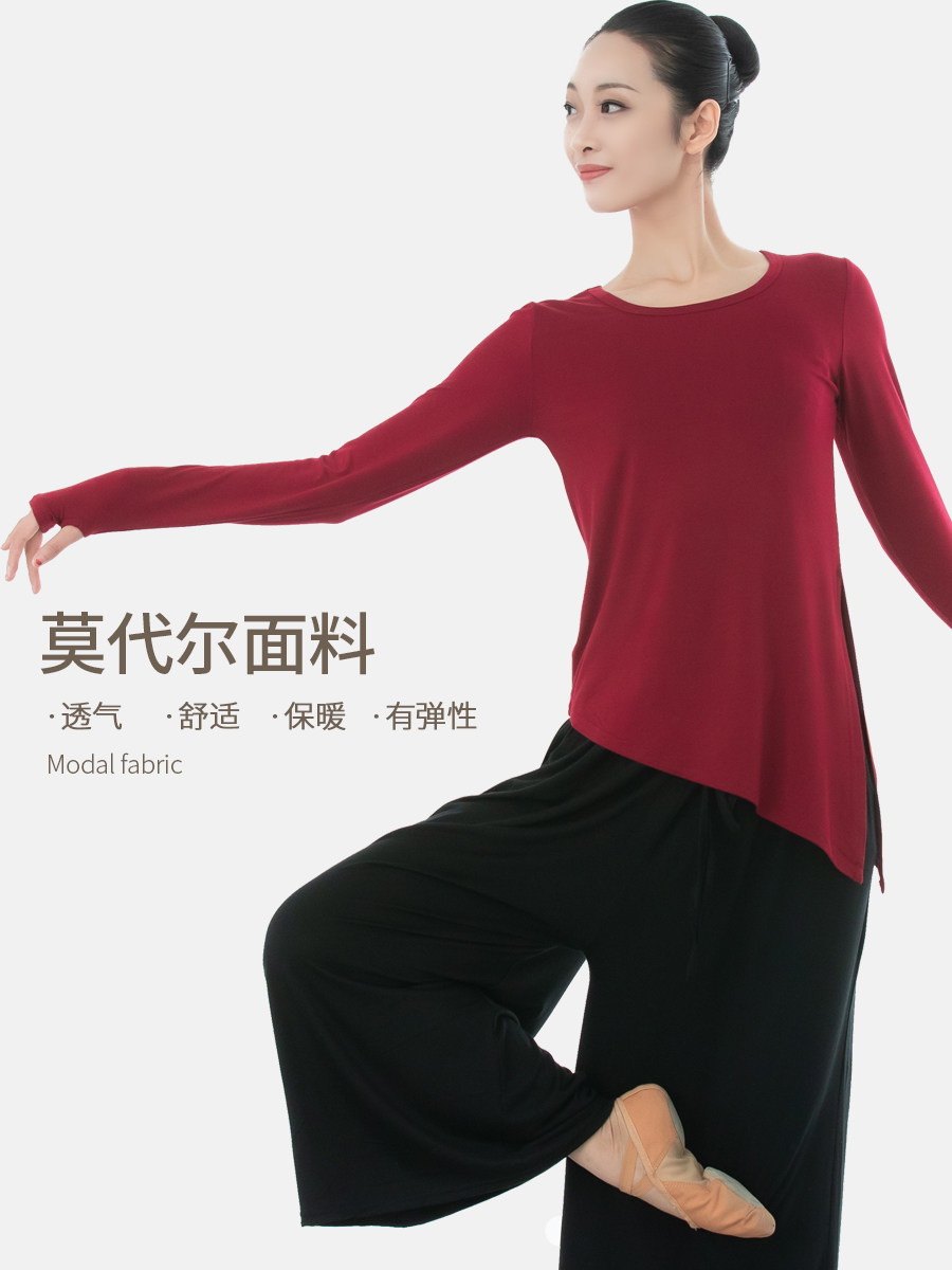 Dance practice dress top women's spring and autumn and winter long-sleeved Modal classical dance body modern dance wide-leg pants suit