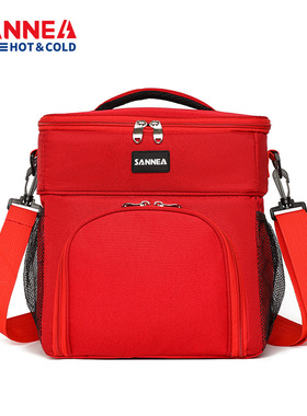 SANNE大容量加厚保温包户外野餐手提便当包 跨境纯色系饭盒袋冰包