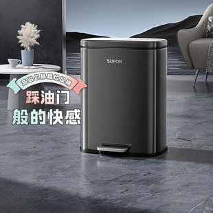 20L 苏泊尔家用脚踏410不锈钢高颜值轻奢风卧室客厅厨房垃圾桶12