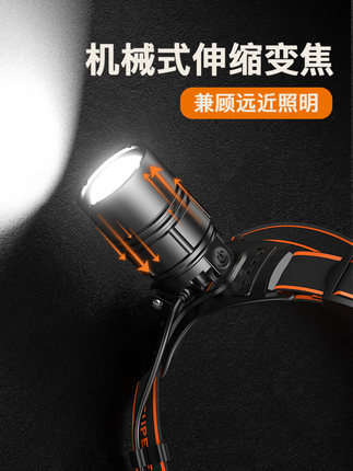 神火变焦头灯强光充电超亮头戴式HL08矿工钓鱼超长续航大功率户外