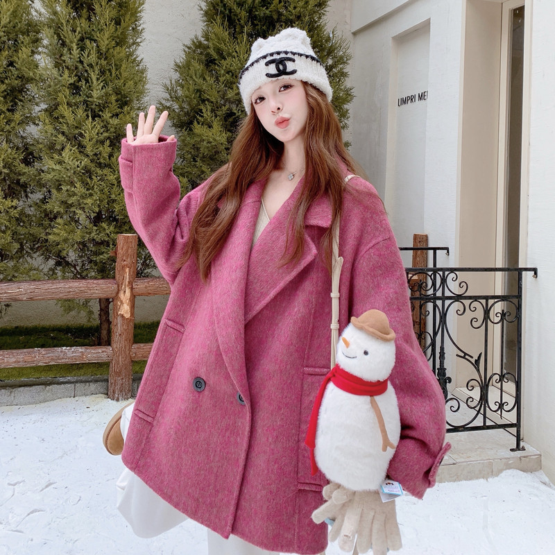 数据款25冬阔版树莓粉双面羊毛大衣2D116-1313-P265K388,女装毛呢外套,2D116