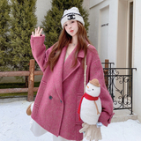 数据款25冬阔版树莓粉双面羊毛大衣2D116-1313-P265K388，女装毛呢外套，2D116