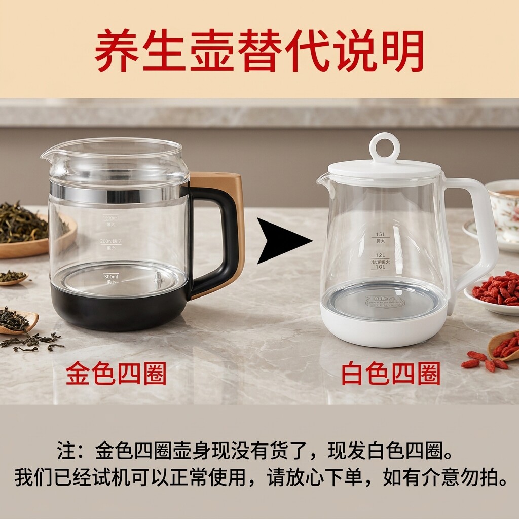 适配美的养生壶配件单壶MK-GE1703c/1703b电热水壶玻璃壶体壶身