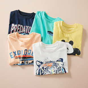 夏季男童短袖t恤纯棉中小童半袖男孩童装卡通儿童潮T上衣