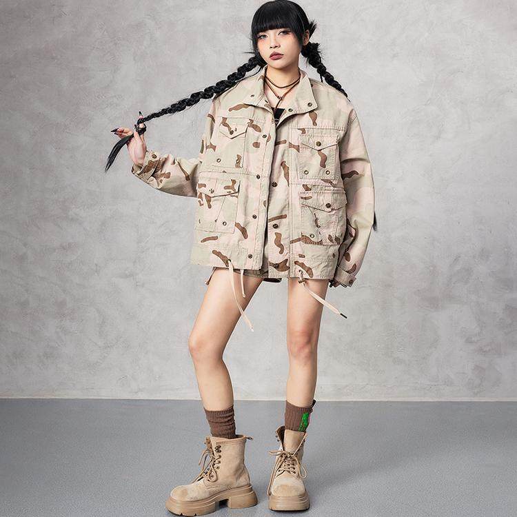 拓谷迷彩工装外套25新款爆款春季潮牌美式复古休闲宽松夹克女0391