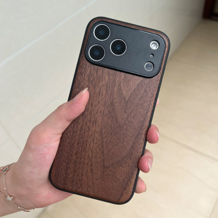 适用于iPhone17ProMAX实木手机壳全包复古苹果17木质个性16Promax保护套简约个性真木15plus男