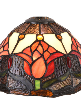 红色郁金香蒂凡尼灯罩 手工玻璃打造 玻璃镶嵌艺术灯饰