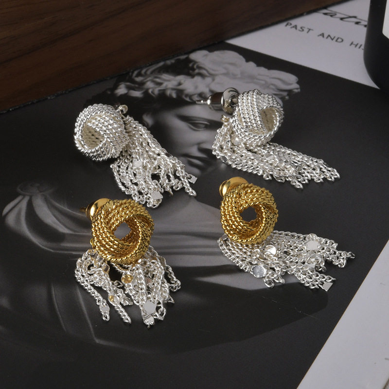 欧美复古感轻奢个性麻花球流苏耳钉时尚百搭气质网红耳环耳饰,饰品/流行首饰/时尚饰品新,耳钉,淘宝优惠券,粉丝福利购,淘宝优惠卷