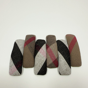 优优/新款黄麻料简约卡其格纹布艺bb夹甜美时尚侧边刘海百搭发饰