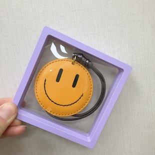 优家原创手工小雏菊简约钥匙扣马上有钱笑脸真皮包包挂件钥匙链饰