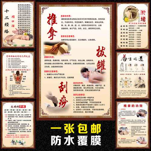 美容养生装饰挂图推拿海报贴纸