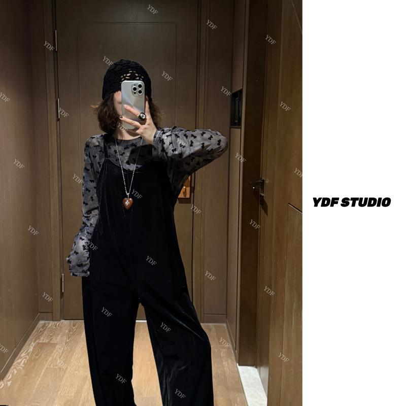 YDFSTUDIO小众【巴黎蝶引】欧货重工蝴蝶拼接设计上衣+连体裤套装
