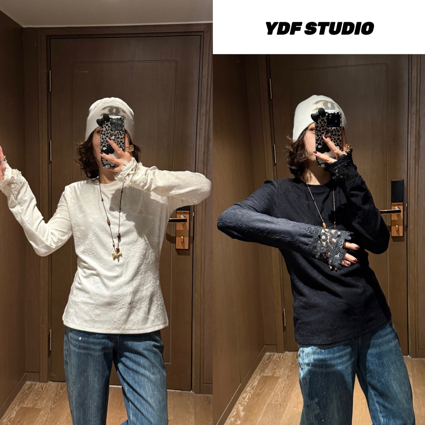YDFSTUDIO小众【温柔诗意】欧货高品重工蕾丝拼接设计百搭上衣