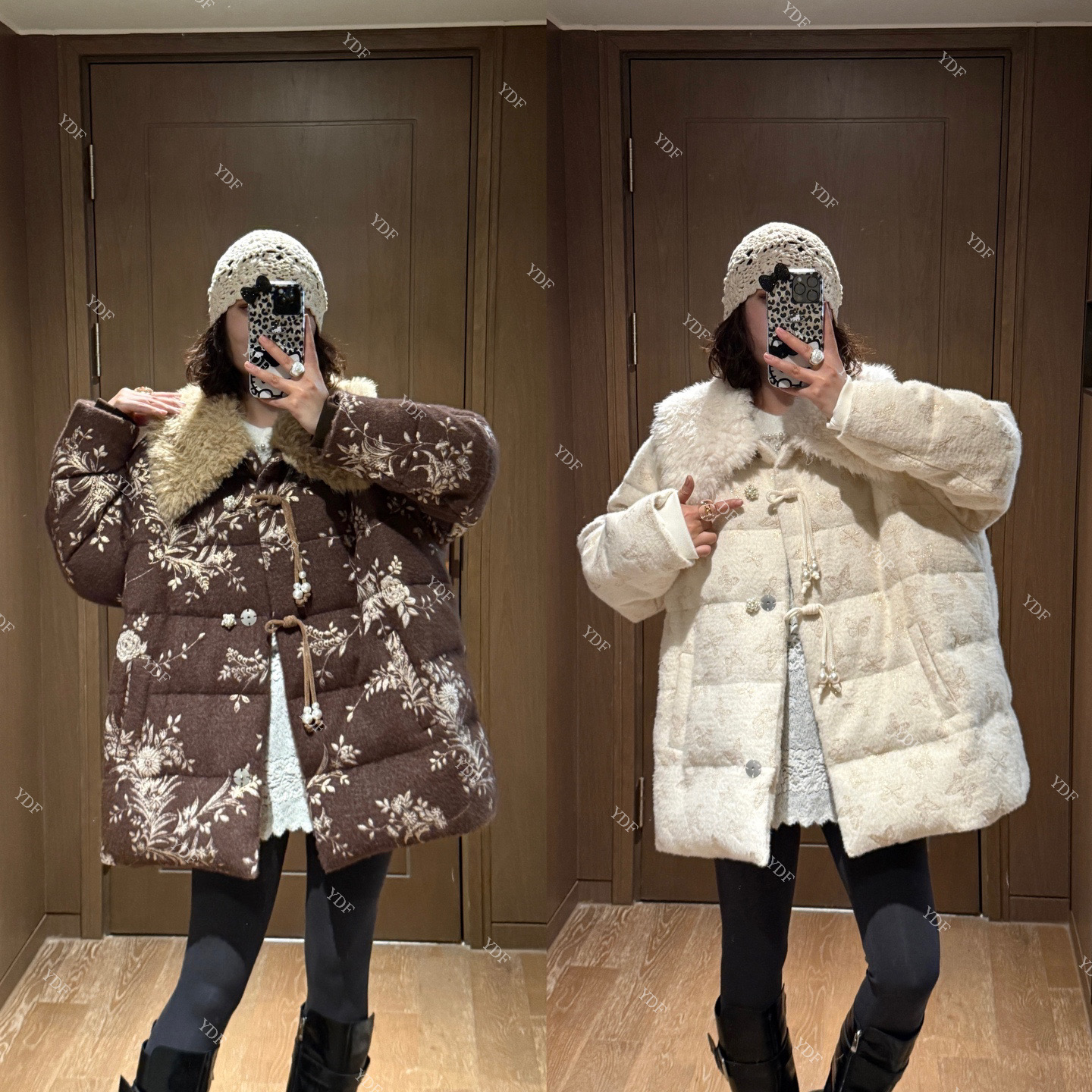 YDFSTUDIO小众【白雪公主】新中式国风重工刺绣拼接设计羽绒外套