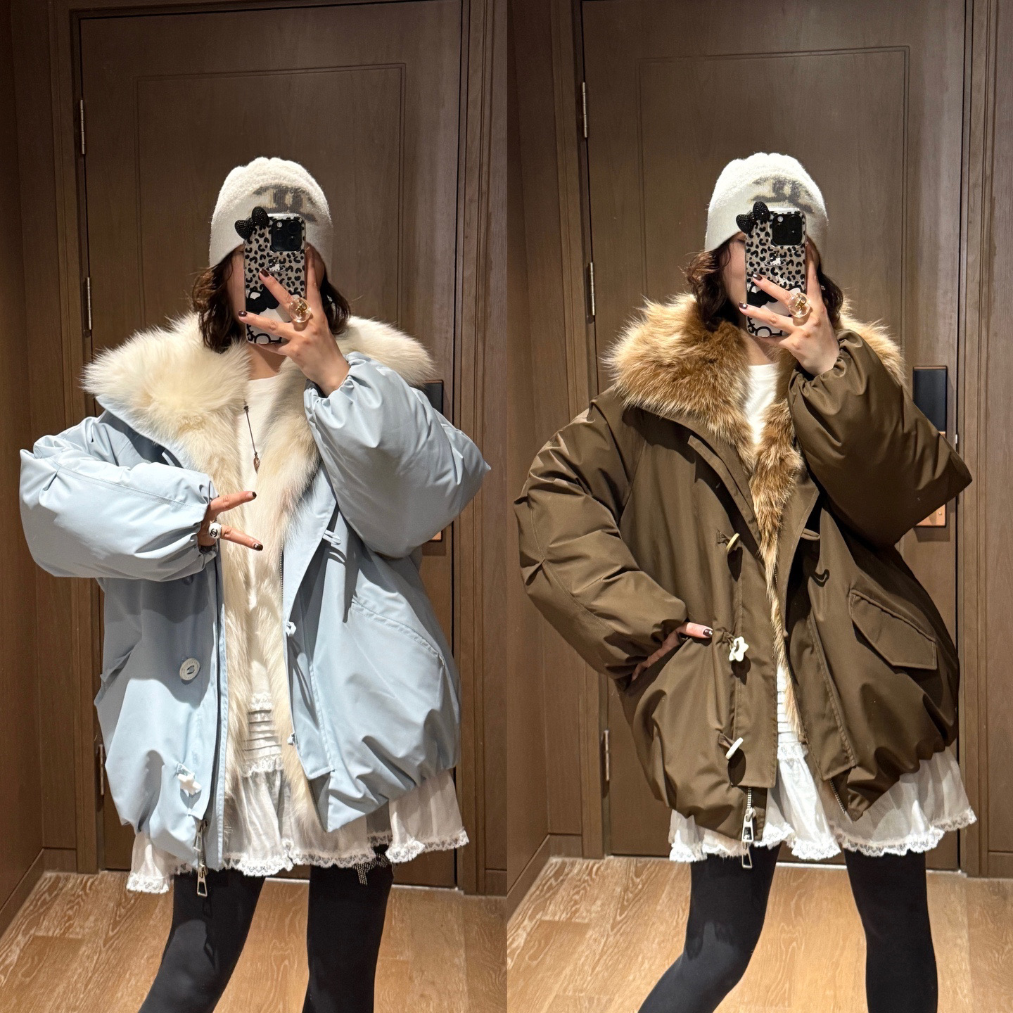 YDFSTUDIO小众【年货战衣】欧货高品狐狸毛拼接派克设计羽绒服