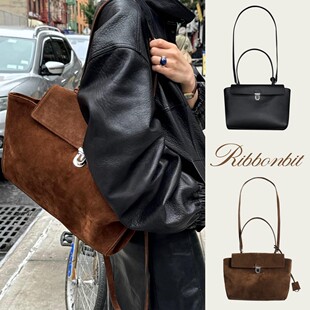 韩国正品ribbonbit 韩代新款绒面革锁扣手提包秋冬牛皮单肩斜挎包