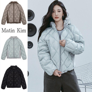 韩国正品matinkim宁艺卓同款菱格连帽鸭绒外套轻盈感男女款羽绒服