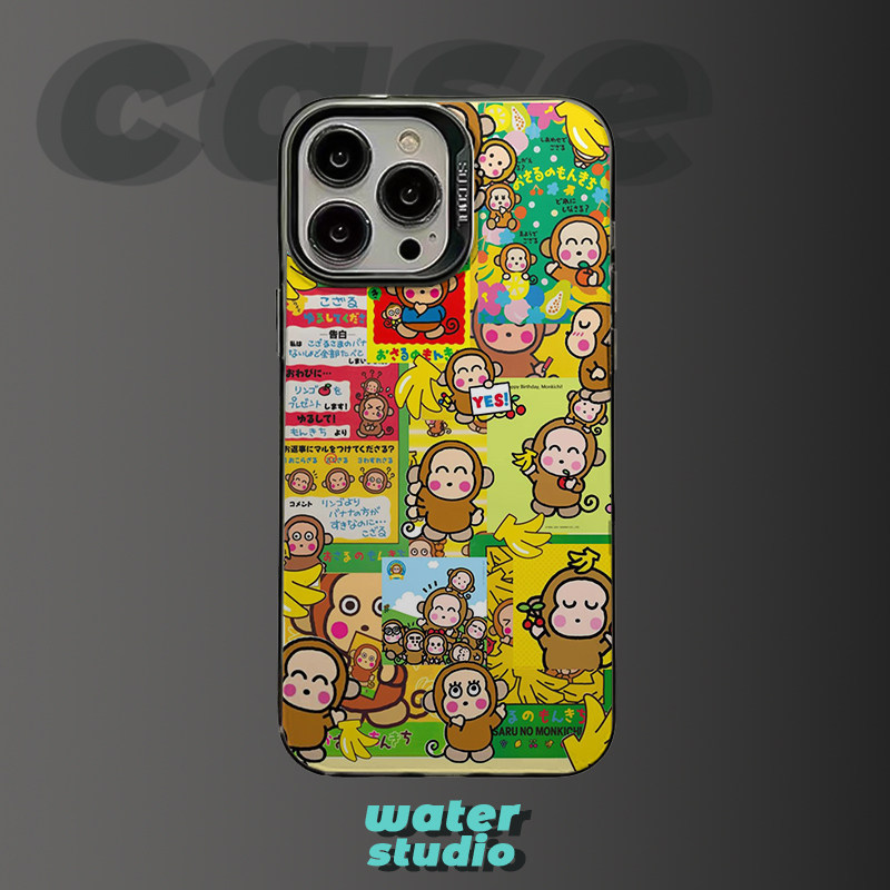 日系可爱猴子卡通动画黄适用苹果15promax小众iPhone16防摔nova13小米15pro华为P70红米k60一加13T手机壳OPPO