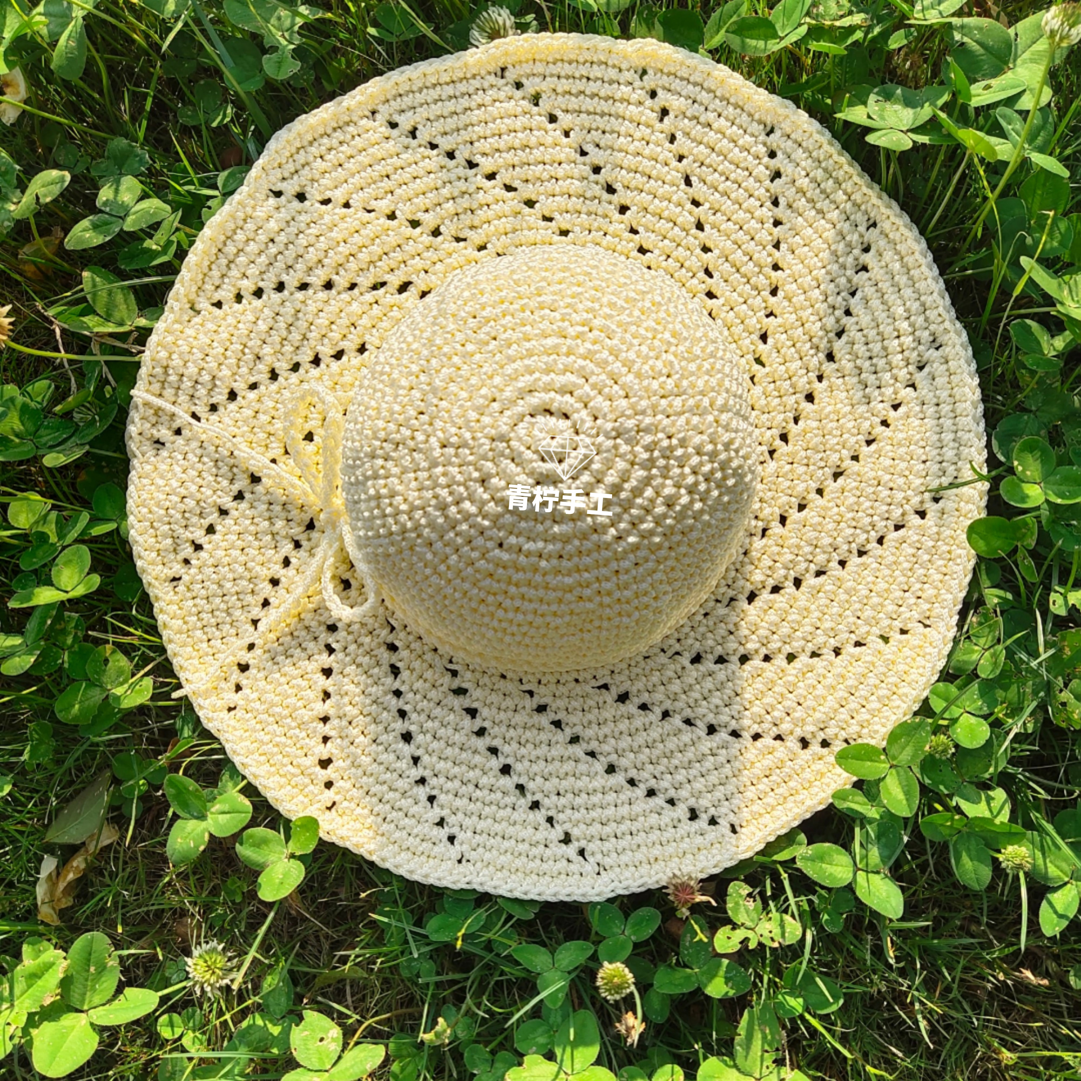 轻体冰丝线夏季防晒遮阳帽手工编织包邮送教程钩针夏凉帽子材料包
