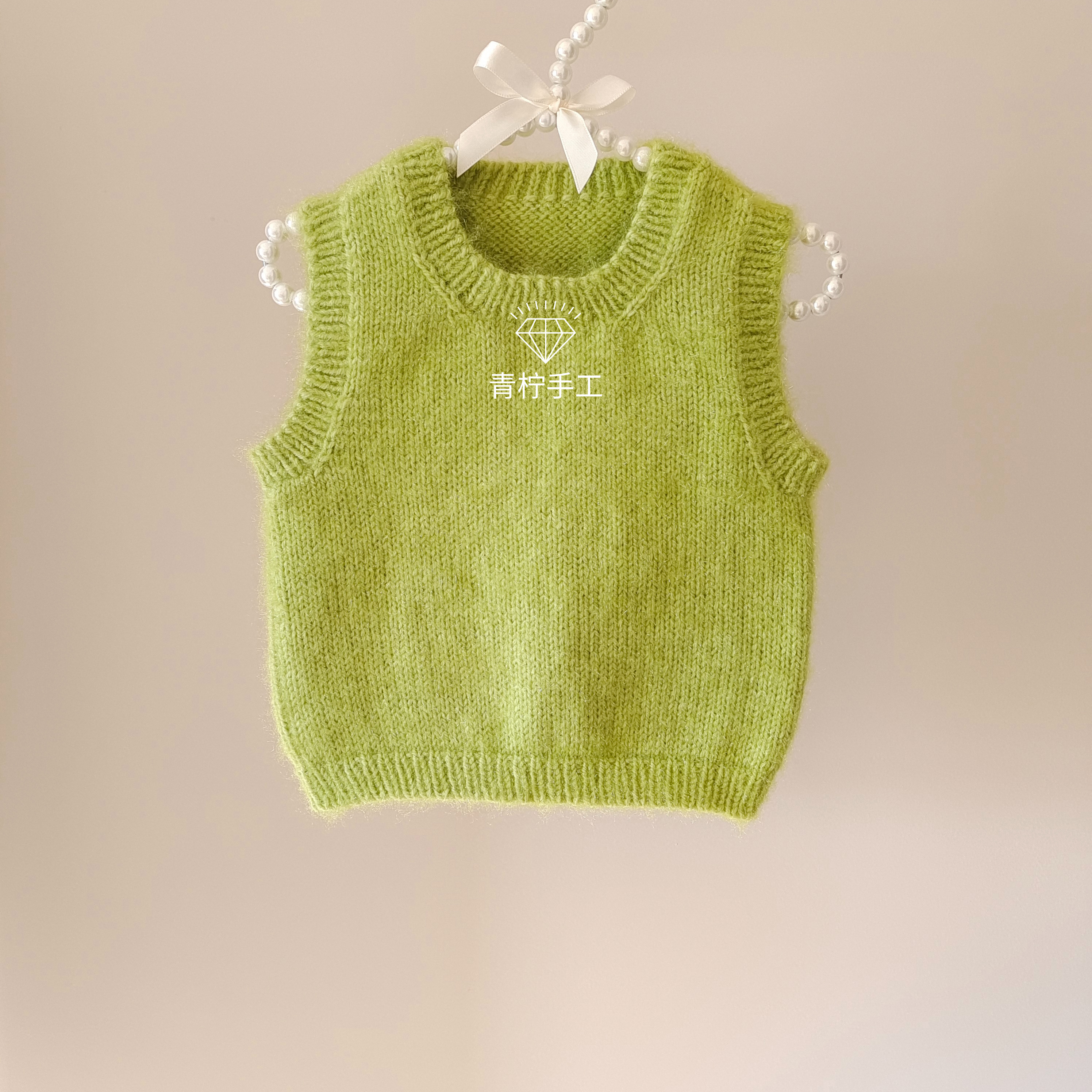 手编粗棒针马甲成人毛衣绒毛线开衫送视频教程儿童背心编织材料包