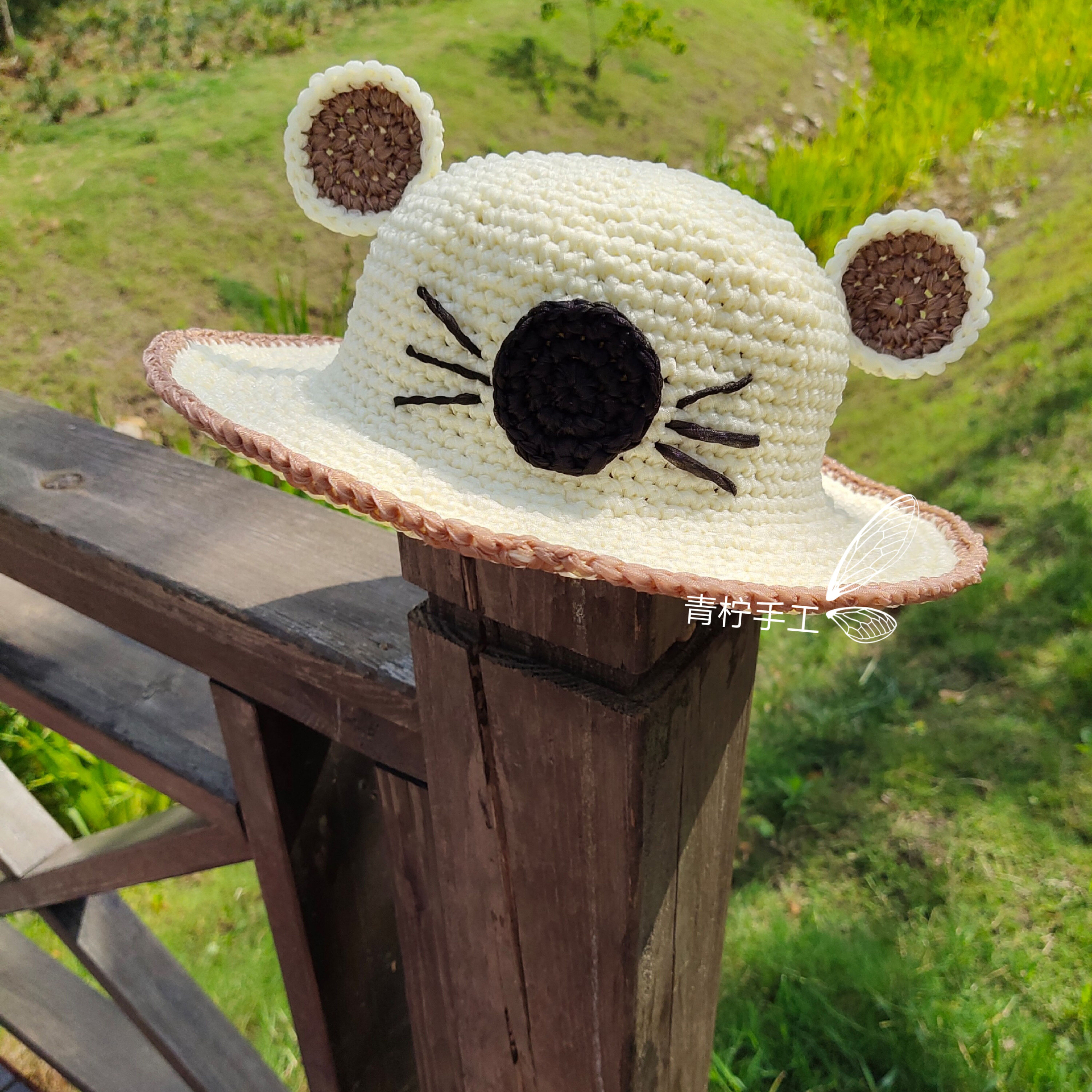 可爱夏季钩针儿童雪带纱线帽手工编织遮阳帽钩宝宝帽夏凉帽材料包