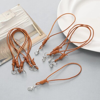 2mm皮绳绒皮绳龙虾扣手机挂绳钥匙扣手工diy包包玩偶饰品挂饰材料