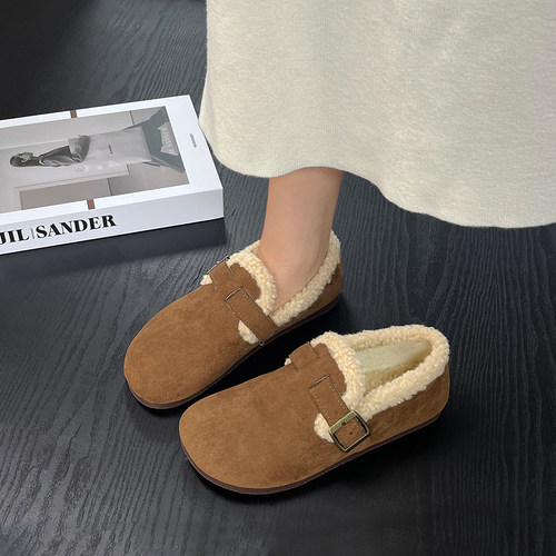 加绒勃肯鞋女软底羊羔毛毛鞋